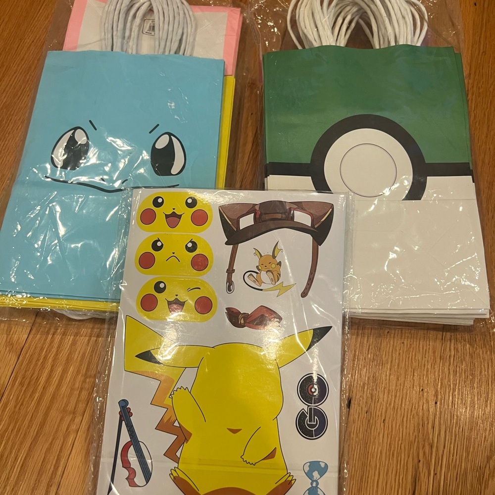 Pokemon Party Favor 32 Bags with 24 Stickers sets birthday